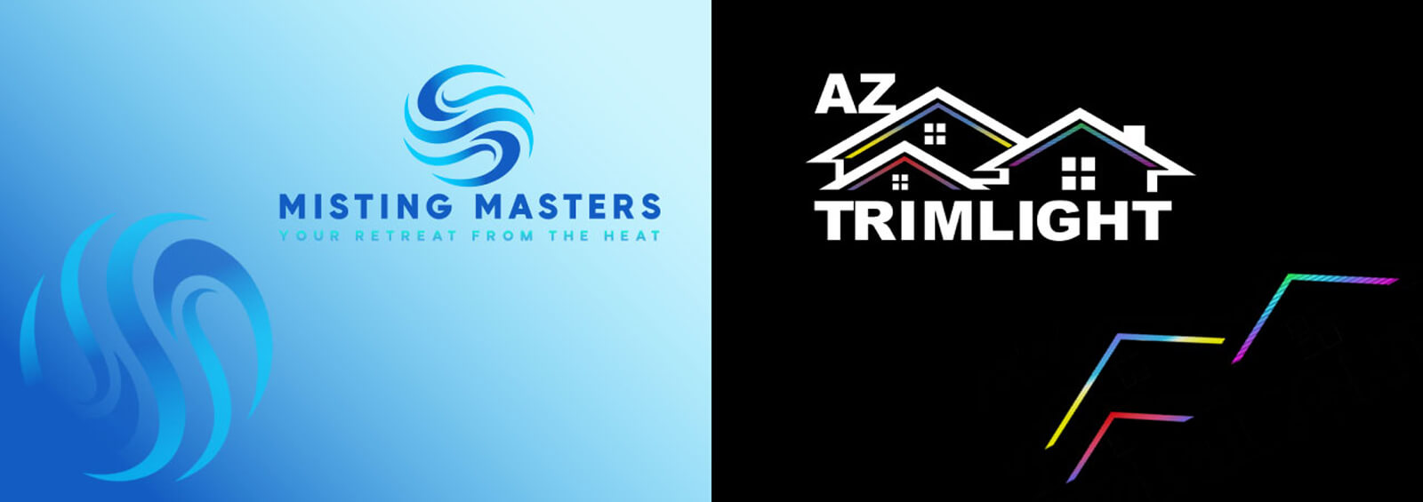 Two logos of the Misting Masters and AZ Trimlight side by side